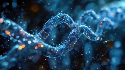 Poster - Beautiful colored bright abstract futuristic scientific glowing dna helix