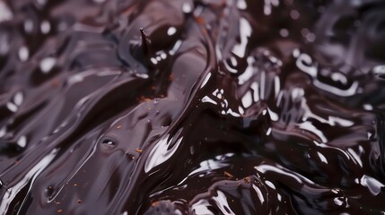 Wall Mural - close-up of dark, glossy liquid with ripples and reflections.