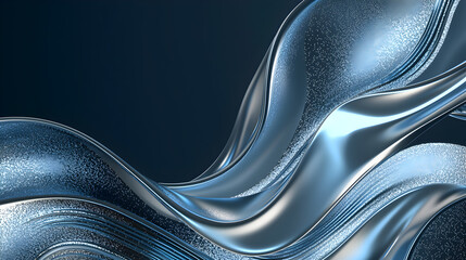 Abstract metallic blue waves on a dark background.