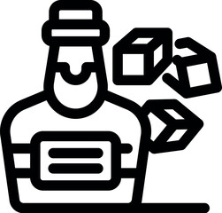 Poster - This simple vector illustration represents a delivery man surrounded by boxes, symbolizing fast shipping
