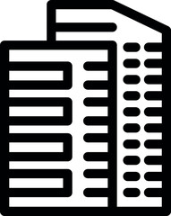Poster - Bold black and white line art icon of a corporate office building