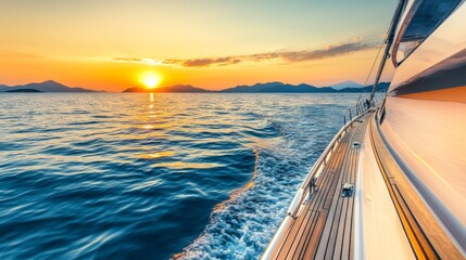 Sunset sails over calm waters, enhancing the tranquil beauty of the horizon and shimmering waters