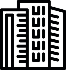 Poster - Simple line art icon logo representing a modern cityscape with buildings reaching for the sky