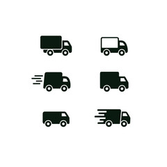 delivery truck icon set logo flat vector design