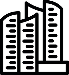 Poster - This minimalist vector illustration represents a group of modern skyscrapers, highlighting the dynamic and ever evolving nature of city landscapes