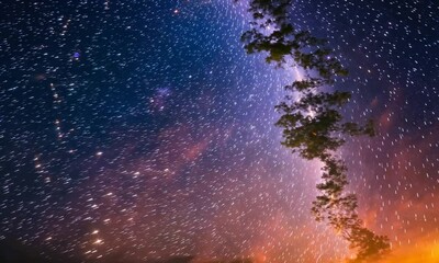 Milky Way Over Silhouetted Trees