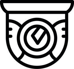 Poster - Bold line icon of a security camera with a check mark, indicating that it is switched on and recording