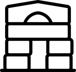 Sticker - Simple line icon representing an ancient stone archway, perfect for projects related to history, architecture, or travel