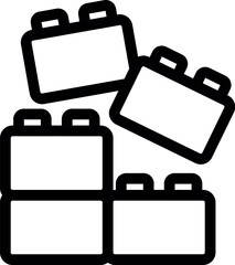 Poster - Simple line drawing of four plastic building blocks being stacked together