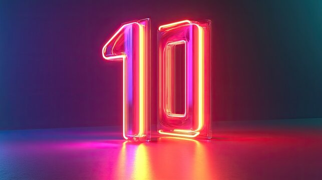 A D neon number with a retro-futuristic vibe, glowing brightly against a gradient background, offering plenty of room for headlines or promotional text.