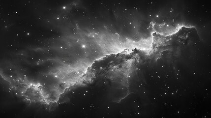 a striking view of a nebula set against the backdrop of space, illuminated by distant stars in black