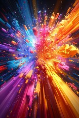 Poster - A vibrant burst of color radiates outward, showcasing dynamic patterns and light, creating an energetic and lively atmosphere.