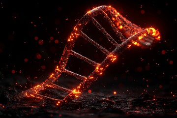 Poster - A luminous DNA helix twists gracefully amidst a dark background, creating a striking visual contrast with its glowing strands.