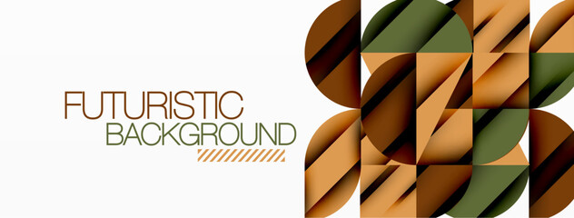 Poster - Circle, square and flower petal geometric background. Round shapes composition for wallpaper, banner, background or landing