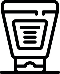 Poster - Black and white line drawing of a cosmetic cream tube standing on a surface with its cap open