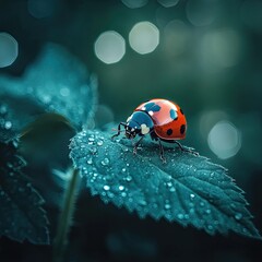 Ladybug isolated on abstract background