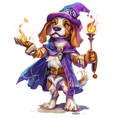 Dog Elementalist Occupation fantasy animal cartoon isolated whitebackground