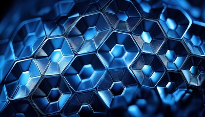 Poster - Geometric Blue Honeycomb Pattern Background Design