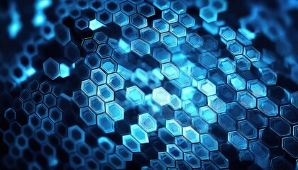 Poster - Futuristic Blue Hexagonal Pattern Design