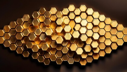 Wall Mural - Golden Hexagonal Pattern Wall Art Design