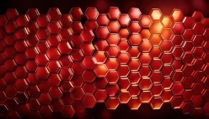 Poster - Hexagonal Pattern with Gradients in Red
