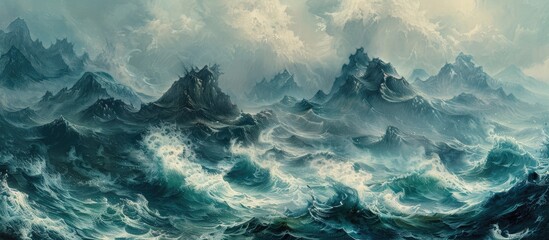 Wall Mural - The Rough Sea Water Passes Through The Winding Mountain Peaks