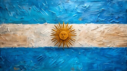 Wall Mural - Flag of Argentina oil painting and palette knife