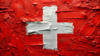 Wall Mural - Flag of Switzerland oil painting and palette knife