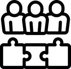 Poster - Icon of a team working together to connect puzzle pieces as a symbol of collaboration