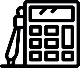 Poster - simple vector icon of an accountant using a calculator with a pen to calculate a budget