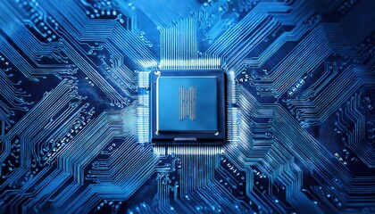 Poster - Modern Computer Microchip with Circuitry Design
