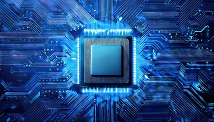 Poster - High-Resolution Image of a CPU Chip on Circuit Board