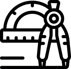 Poster - compass is drawing a perfect circle near a protractor lying on a table