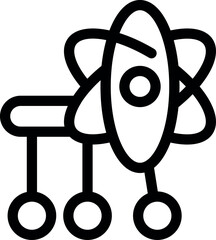 Poster - atom particle is moving on three wheels symbolizing scientific research and development