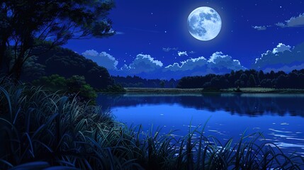 Canvas Print - Night_anime_landscapes_wate