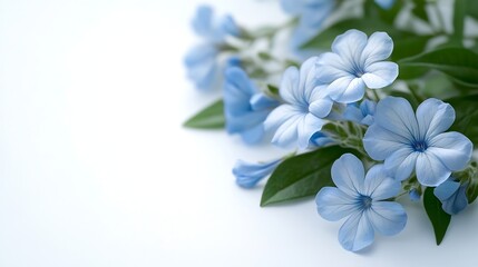Poster - White plumbago or Cape leadwort flowers Close up small blue flowers bouquet isolated on white background : Generative AI