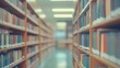 © Generative AI - Abstract blurred empty college library interior space Blurry classroom with bookshelves by defocused effect use for background or backdrop in book shop business or education resources  : Generative AI