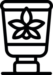 Canvas Print - Line icon of a cosmetic tube with a flower logo, suggesting the use of natural ingredients for skincare