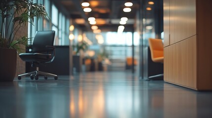Aufkleber - Beautiful defocused office background  office interior panoramic background : Generative AI