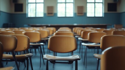 Poster - Empty classroom with many Lecture Chair : Generative AI