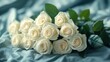 © Generative AI - Bouquet of white roses on a light background Gothic style Spring bouquet spring love Postcard photo macro photo holiday presentation flower shop Moody chiaroscuro floral arrangement : Generative AI