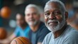 © Generative AI - Group of senior men in indoor basketball gym : Generative AI