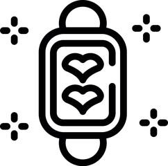 Poster - Simple line icon depicting a battery with hearts inside, symbolizing the power of love and strong relationships