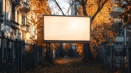 Aufkleber - Advertisement blank long horizontal billboard with copy space for commercial info fixed on urban fence front view : Generative AI