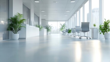 Leinwandbilder - Abstract blurred image of modern Open space office with white interior concept full furniture for background design concept : Generative AI