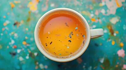 Sticker - A cup of tea with a lot of particles floating in it