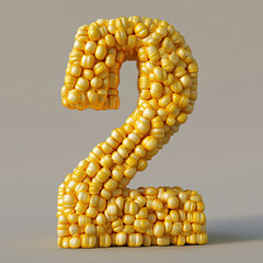 2 number made of corn, useful for birthday, 2nd birthday or anniversary, runner-up or second place