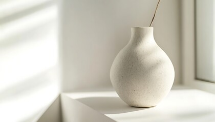 Poster - Close-Up of Contemporary Home Decor Store Displaying a Single Vase on a White Shelf