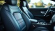 © Generative AI - Premium drivers seat Closeup black headrest drivers seat made of genuine leather Driver seat of a new luxury vehicle Lux Leather car interior Black leather car seats in the expensive c : Generative AI