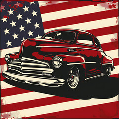 Poster - beautiful old car drawing